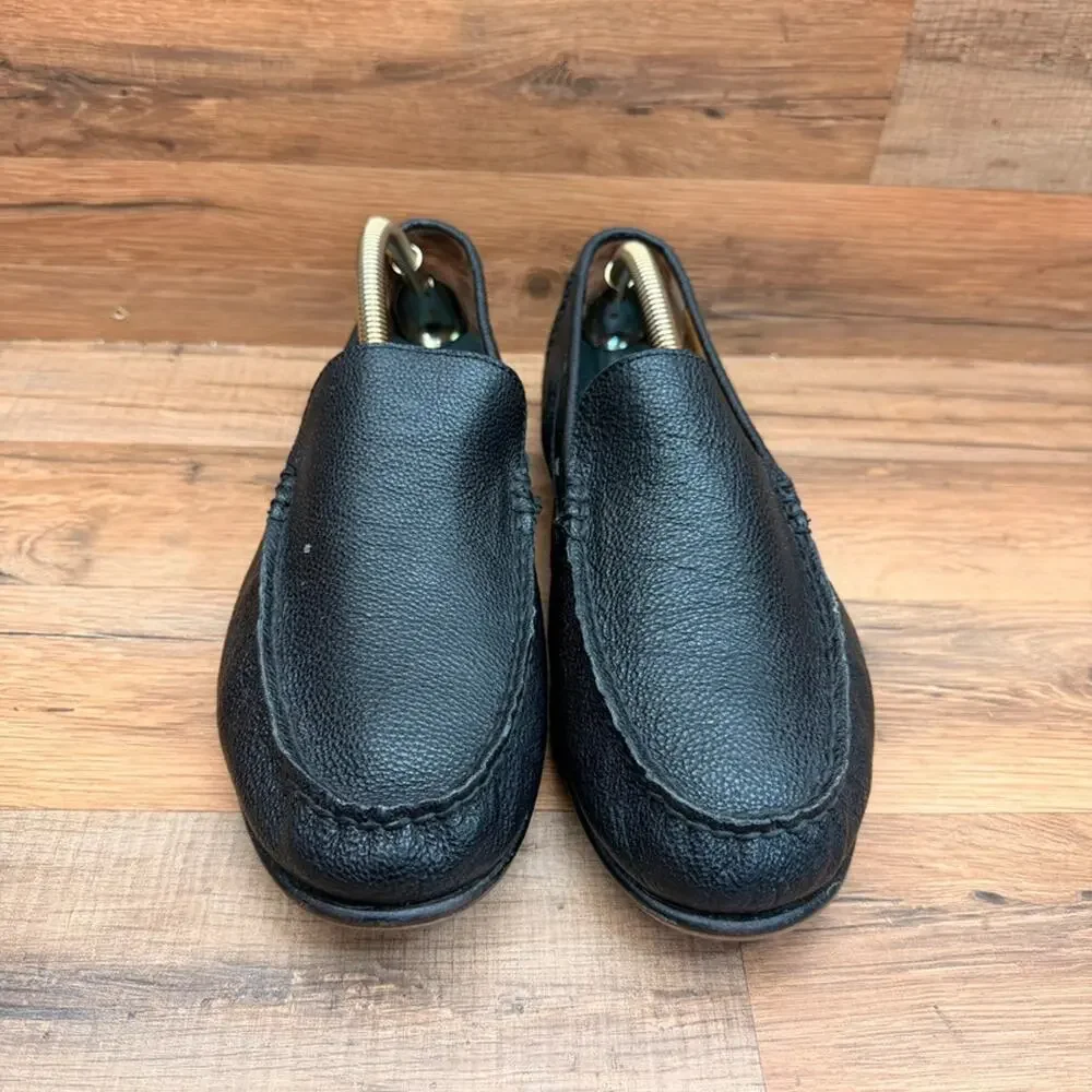 Fryer men size 10 Black leather Pebble Driving Loafers shoes
